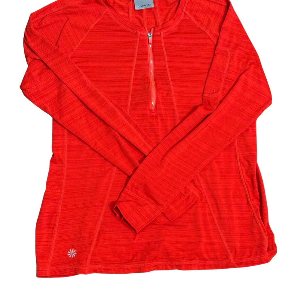 Athleta Red Long Sleeve Zip Pullover Top (Fits Medium)